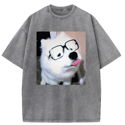 Geeky Dog Washed T-shirt - Image 2