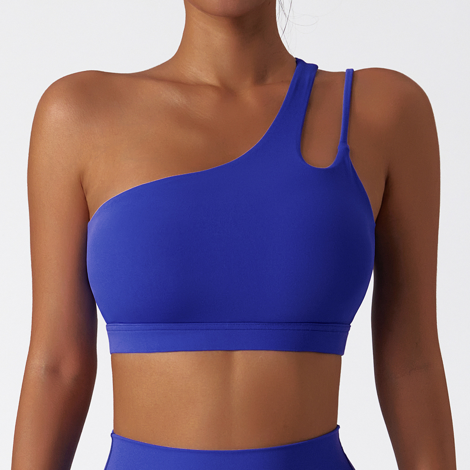 Royal Blue Asymmetric Strap Workout Bra