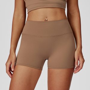 Mocha Brown High-Waisted Biker Shorts