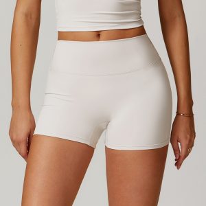 Off White High-Waisted Yoga Shorts