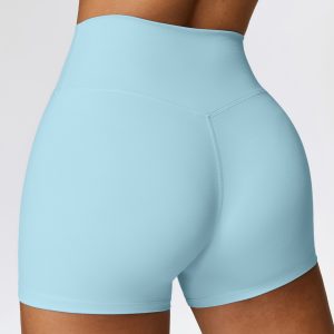 Sky Blue High-Waisted Biker Shorts